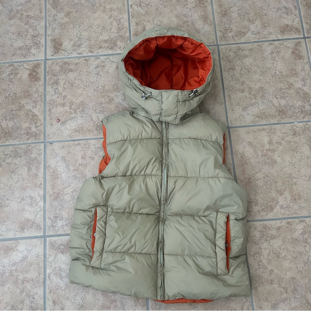 H&M Hooded Puffer Vest - Beige and Orange